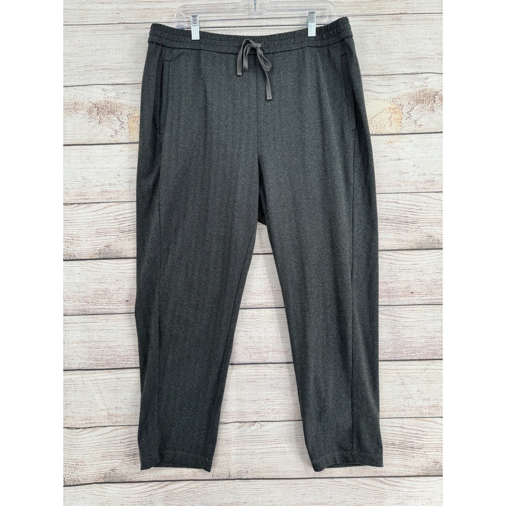 Eileen Fisher Ankle Pants Women Medium Gray Herringbone Drawstring Stretch